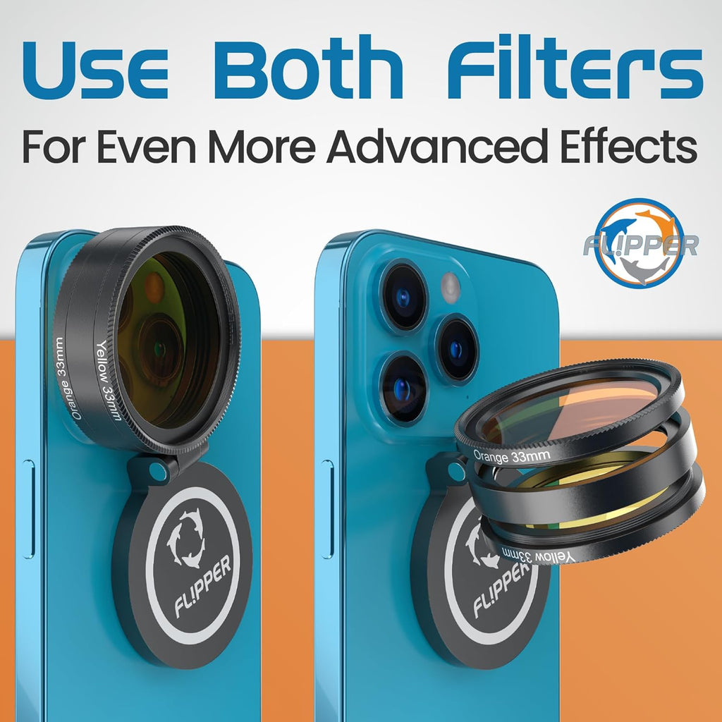 Flipper Flip-Kick Phone Filter Aquarium Reef Lens with Orange and Yellow Lenses