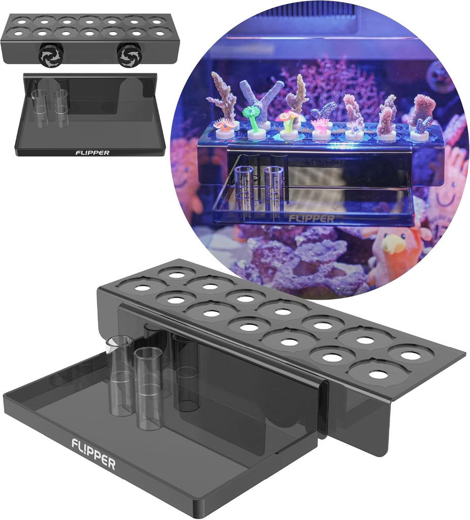 Flipper Magnetic Frag Station - Frag Rack with Removeable Shelf - Holds 14 Frags Black