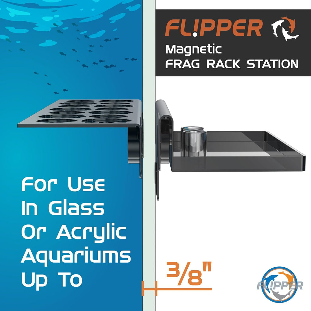 Flipper Magnetic Frag Station - Frag Rack with Removeable Shelf - Holds 14 Frags Black