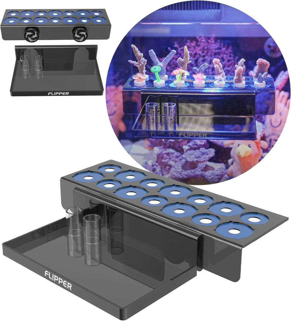 Flipper Magnetic Frag Station - Frag Rack with Removeable Shelf - Holds 14 Frags Blue